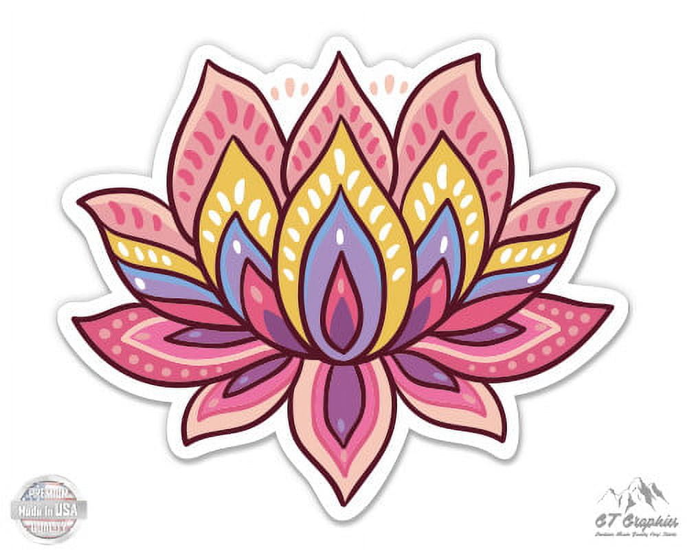Lotus Flower Cute Om Yoga Meditation - 3" Vinyl Sticker - For Car ...