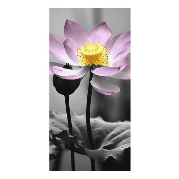 Lotus Flower Decor Black And White Zen Wall Art Purple Microfiber Beach Towel Absorbent Compact Towels for Swimming Pool Beach Travel Things for Vacation Essentials Adult Gift,61.430.3Inch