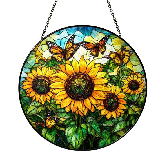 Lotus Flower Dragonfly Glass Suncatcher Decorative Window Art