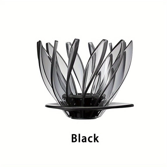 Lotus Flower Dripper] Handcrafted Lotus Flower V60 Dripper - Removable Petals, Plastic Coffee Filter - Assembly Required for Industrial-Black