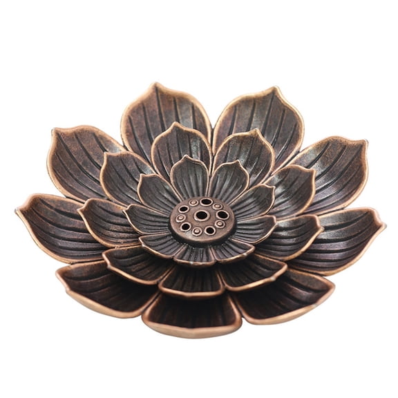 Lotus Flower Incense Stick Holder Premium Brass Metal Ash Catcher for Meditation Yoga and Zen Home Decor Display Professional Aromatherapy Ornament