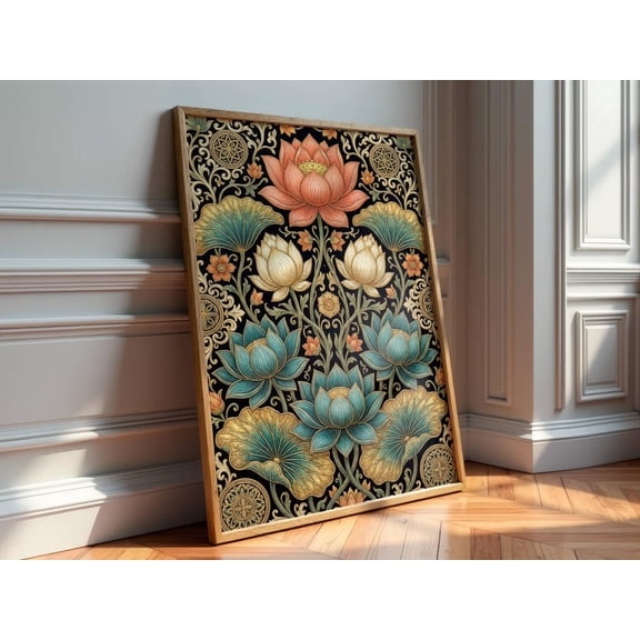 Lotus Flower Indian Folk Mandala Decor Wall Art Unframed Paper Print