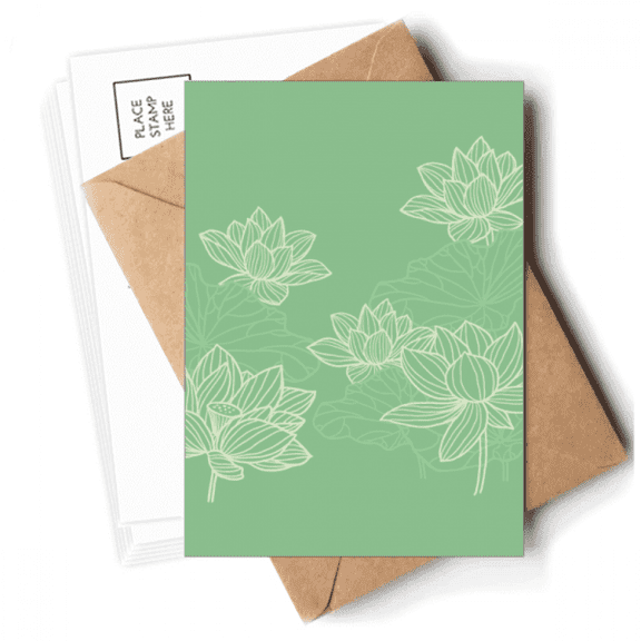 Lotus Flower Line Flower Postcards Envelopes Blank Note Cards Mailing