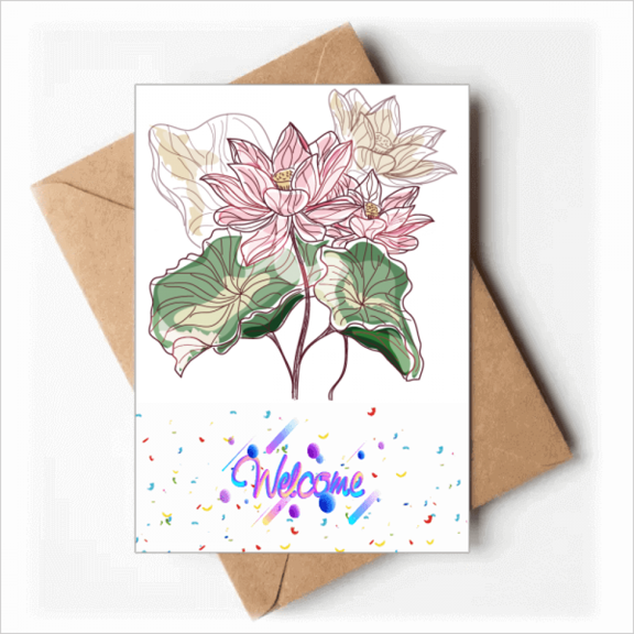 Lotus Flower Lotus Root Watercolor Welcome Back Greeting Cards Envelopes Blank