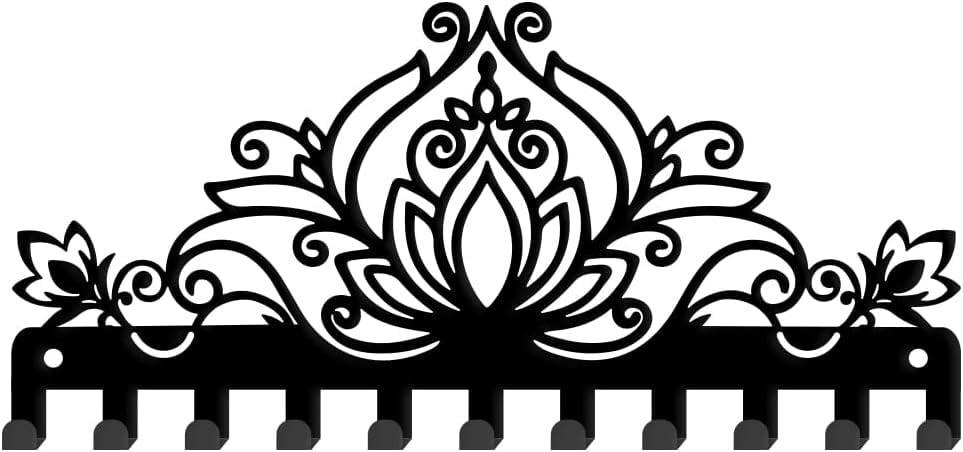Key Racks Flowetr Lotus Flower Metal Key Holder Lotus Flower Decorative 11 Hooks Key Rack ...