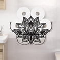 thumbnail image 1 of Lotus Flower Metal Toilet Paper Holder Bohe Mandala Decorative Toilet Paper Storage for Extra 8 Rolls Funny Freestanding Minimalist Decor Paper Roll Organizer for Farmhouse Bathroom Cabinet Black, 1 of 9