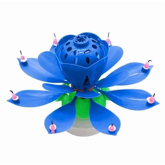 Lotus Flower Musical Birthday Candle Rotating Spin Magic Cake Topper Party