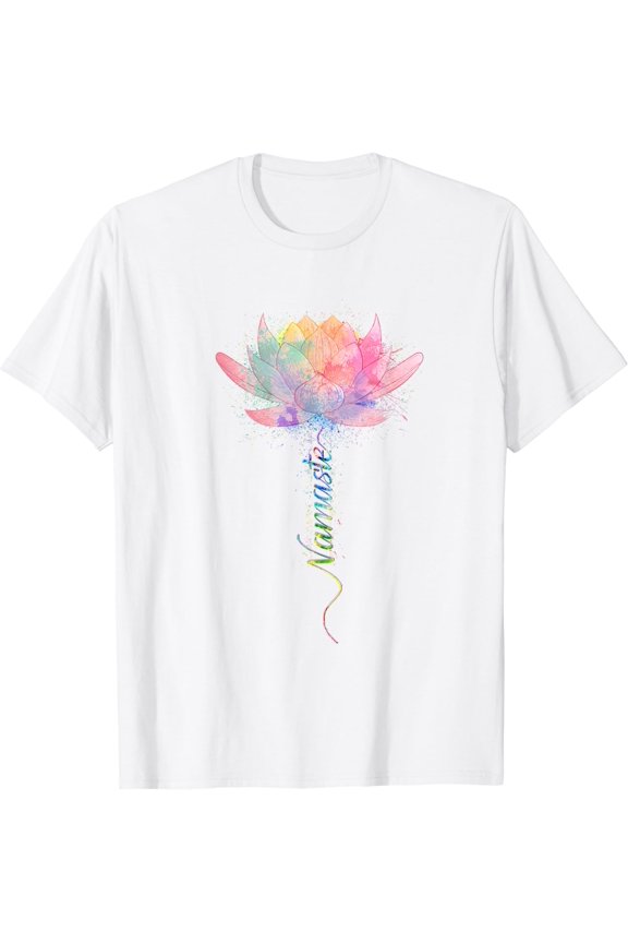 Lotus Flower Namaste Yoga Watercolor Meditation Zen Bohemian T-Shirt