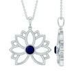 thumbnail image 1 of Rosec Jewels Lotus Flower Necklace with Blue Sapphire, 10K White Gold, 1 of 8