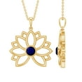 thumbnail image 1 of Rosec Jewels Lotus Flower Necklace with Blue Sapphire, 10K Yellow Gold, 1 of 8