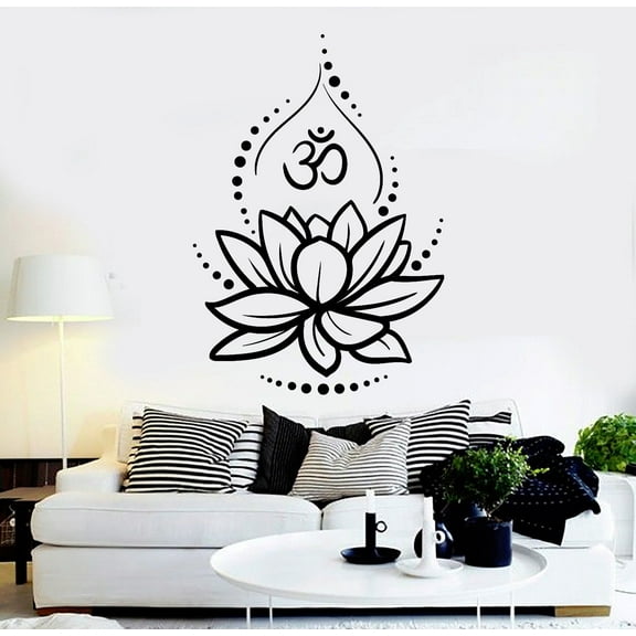 Lotus Flower OM Symbol: Wall Decal 20" x 28" Black