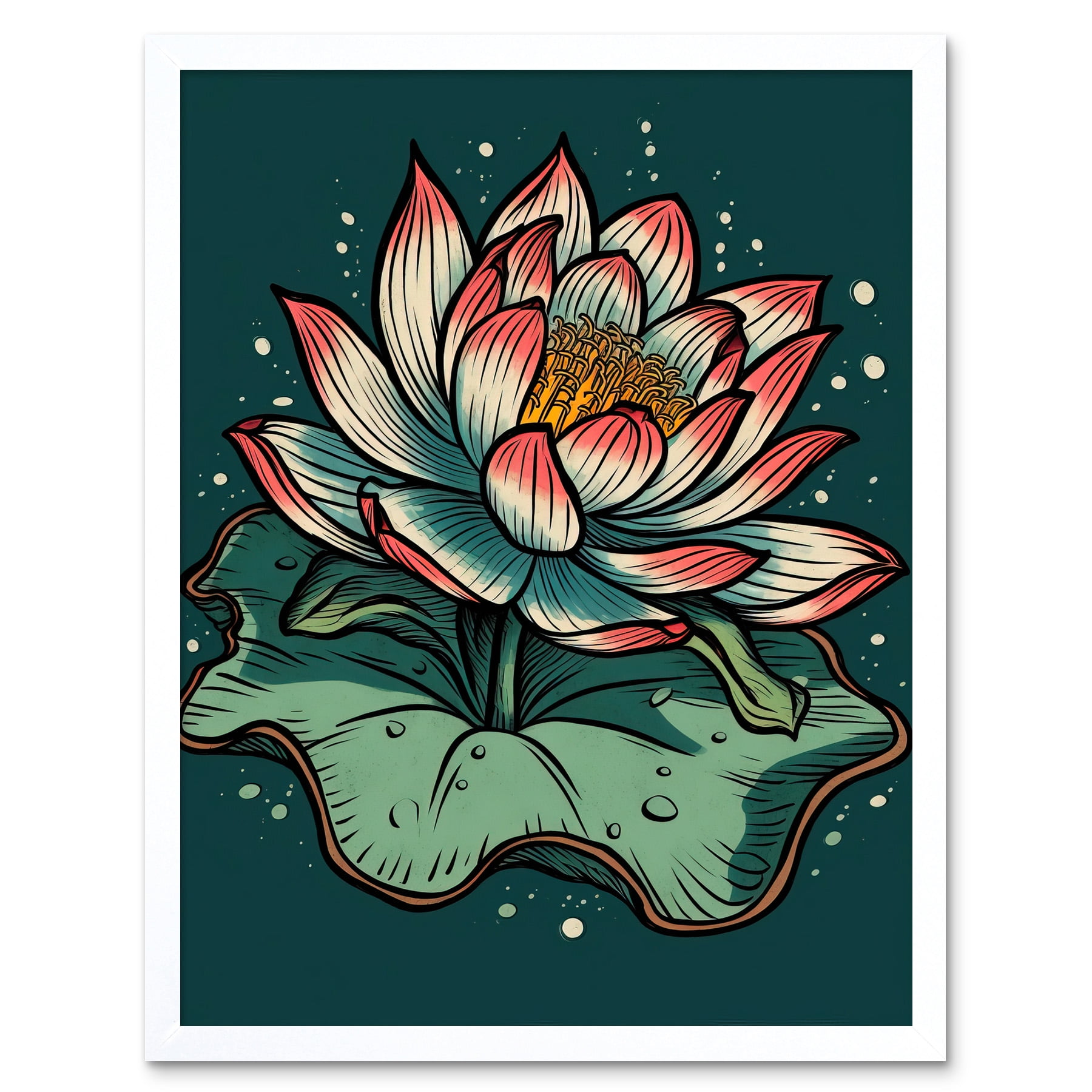 Lotus Flower Old School USA Tattoo Ink Body Art Rockabilly Americana