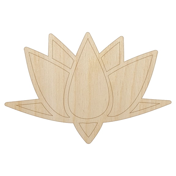 Lotus Flower Outline Wood Shape Unfinished Piece Cutout Craft DIY Projects - 4.70 Inch Size - 1/4 Inch Thick