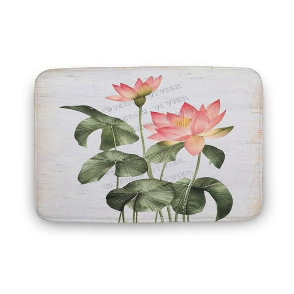 Lotus Flower Printed Bathroom Rug Non Slip Bath Mat Machine Washable Toilet Rug, Bathroom Floor Mat 20"x32"