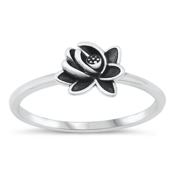 Lotus Flower Purity Enlightenment Ring .925 Sterling Silver Band Jewelry Female Male Unisex Size 5