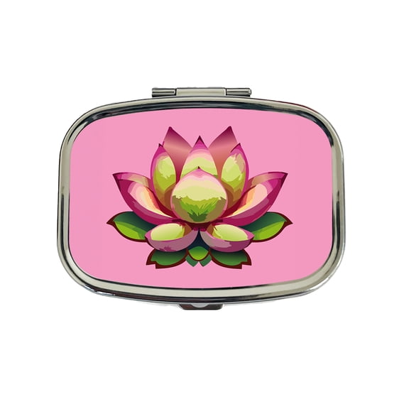 Lotus Flower Purity Strength Yoga Plant Small Travel Handbag Pill Box Case