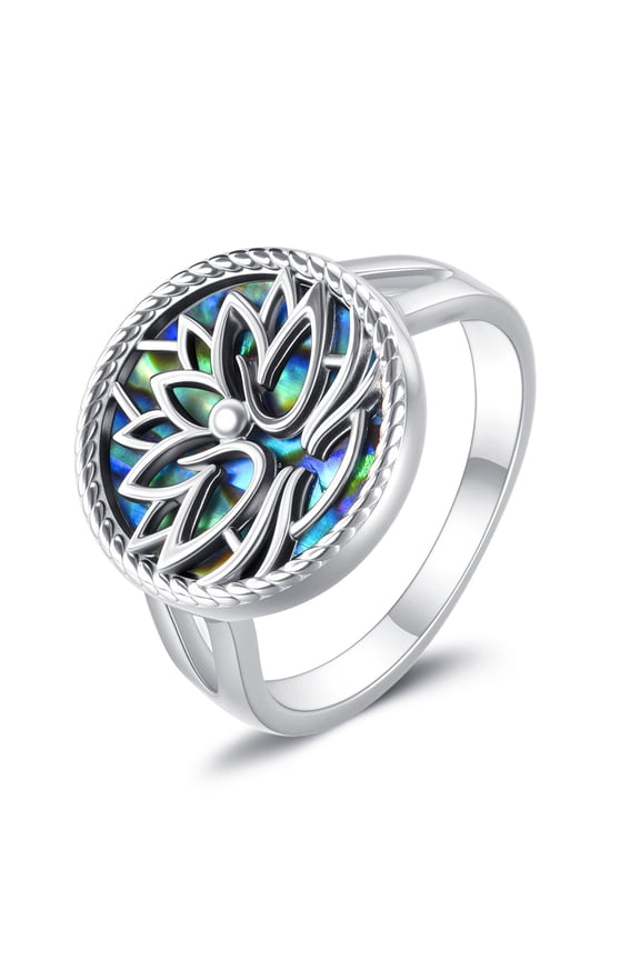 Lotus Flower Ring S925 Sterling Silver Yoga Ring Lotus Jewelry Gifts for Men Women