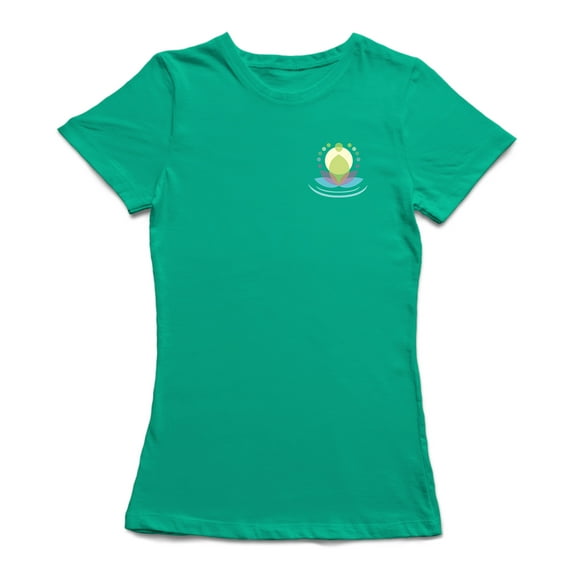 Lotus Flower Silhouette Pocket Design Women's Kelly Green Yoga T-shirt