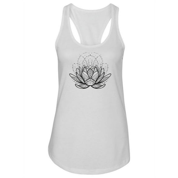 Lotus Flower Sketch Design. Tank Women -Image by Shutterstock, Female XX-Large