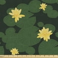 thumbnail image 1 of Ambesonne Lotus Flower Fabric by the Yard Upholstery, Purity, 1 Yard, Emerald Yellow, 1 of 5
