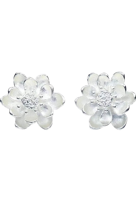 Sterling Silver Lotus Flower Stud Earrings Dainty Floral Design Hypoallergenic Earrings Comfort Fit Backs for Daily Wear for Women