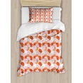 thumbnail image 1 of Lotus Flower Twin Size Duvet Cover Set, Abstract Lily Blossoms in Warm Colors Zen Garden Feng Shui, Decorative 2 Piece Bedding Set with 1 Pillow Sham, Vermilion Pale Orange and Red, by Ambesonne, 1 of 3