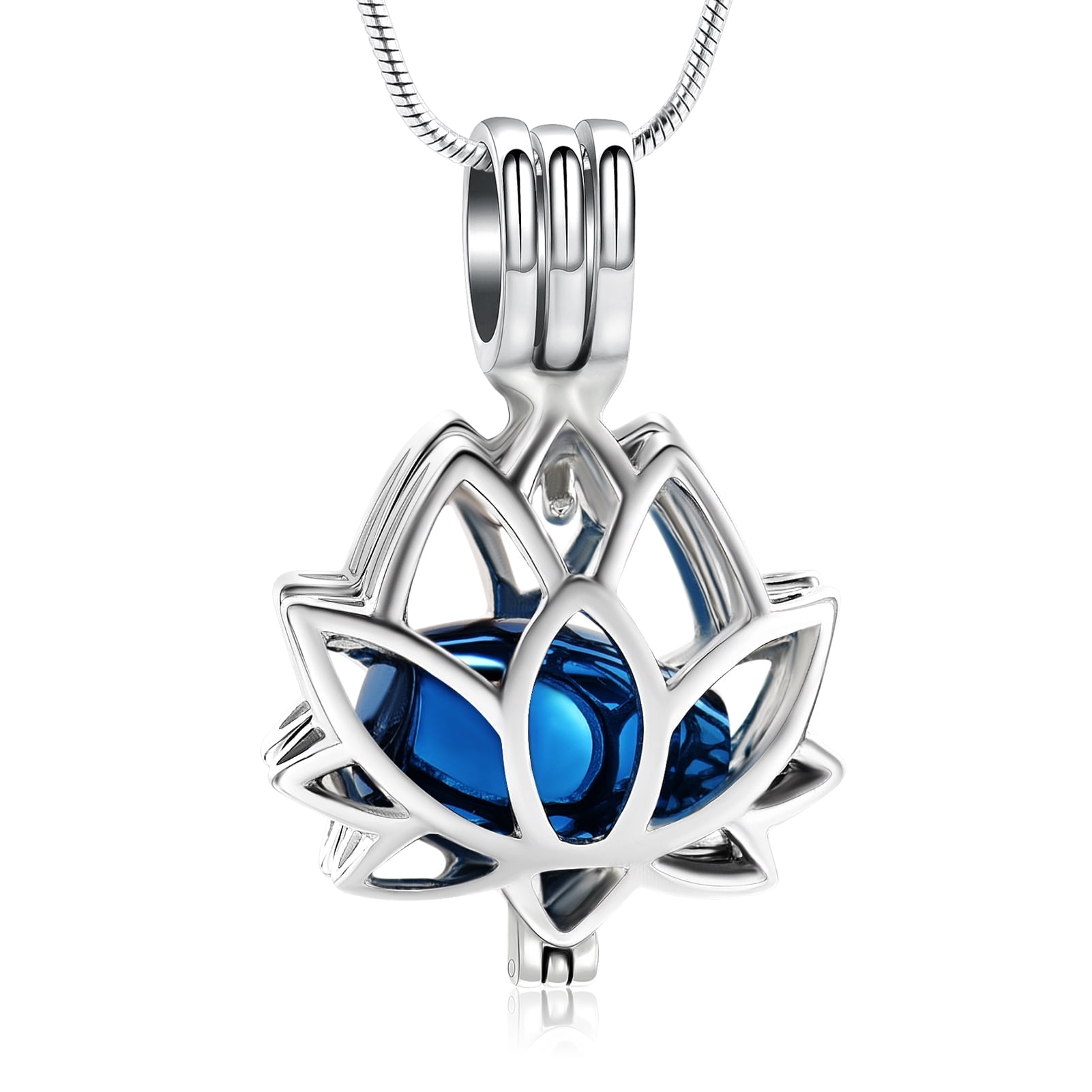 Lotus Flower Urn Necklace for Women Men Ashes Stainless Steel Cremation ...