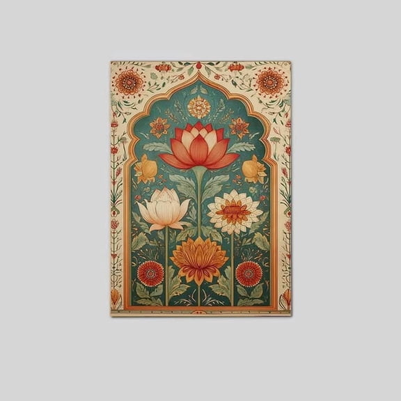 Lotus Flower Wall Art Poster, Indian Botanical Poster Decor Full Size 24''x36'' Goldengate