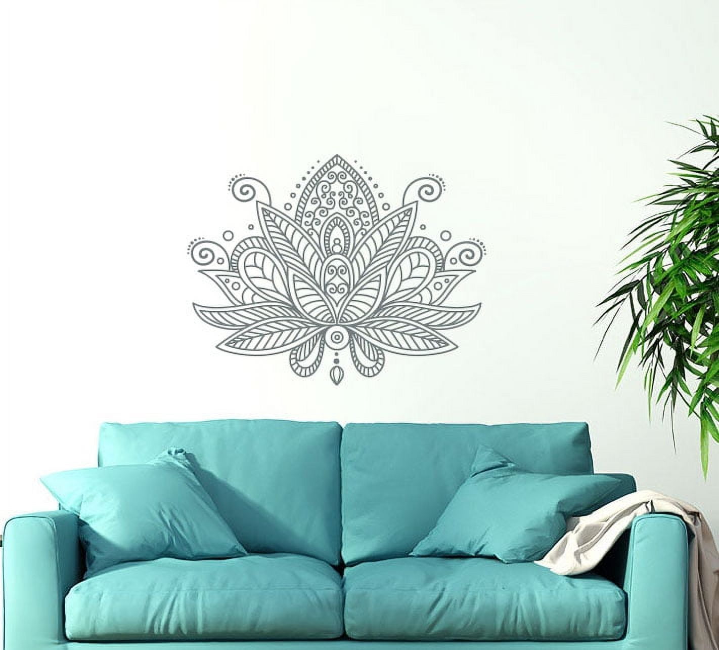 Lotus Flower Wall Vinyl Decal Mandala Sticker Boho Decal Indian Decor ...