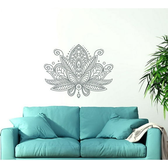 Lotus Flower Wall Vinyl Decal Mandala Sticker Boho Decal Indian Decor For Home