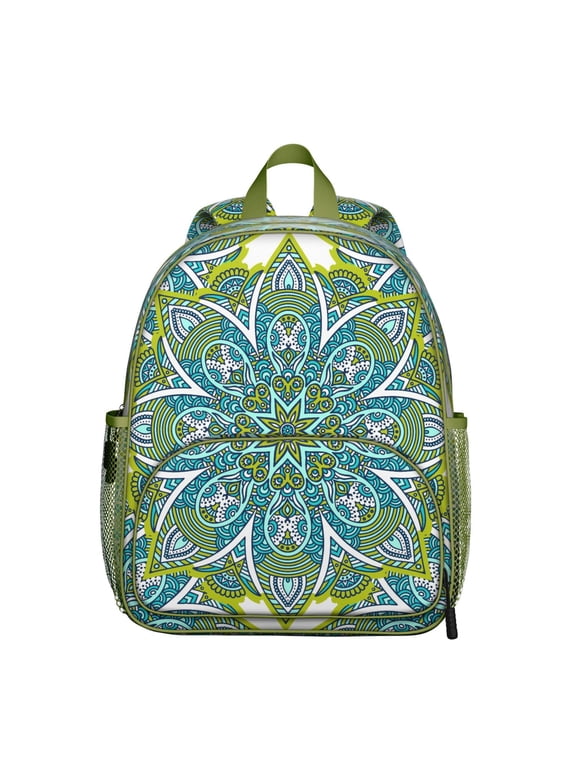 Lotus Flower Yoga Students Backpack - Boho Chic Mandala Design with Mystic Spirituality and Sacred Elements, Lightweight Comfortable School Bag