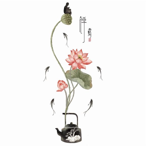Lotus Flower and Butterfly Wall Stickers - Eco-Friendly Decals for Serene Home Decor