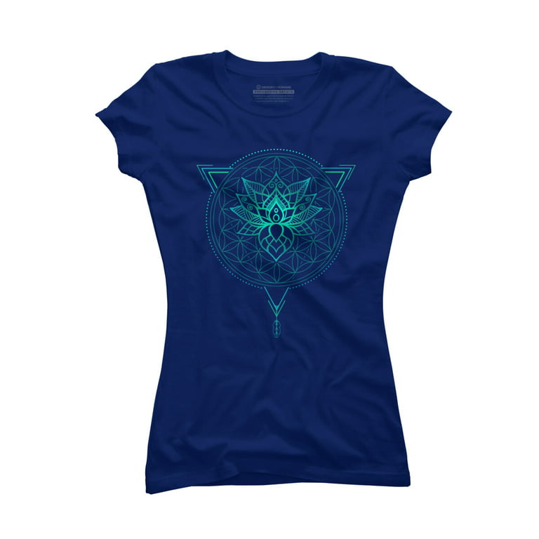 Lotus Flower of Life Mandala in Geometric Triangle Juniors Royal Blue  Graphic Tee - Design By Humans S