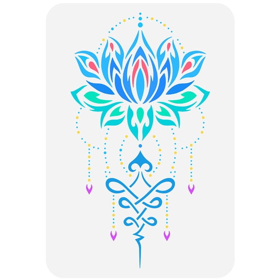 Lotus Flower of Life Stencil 8.3x11.7inch/21x29.7cm Reusable Lotus Flower Mandala Tatoo Drawing Template DIY Craft Flowers Stencil for Painting on