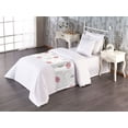 thumbnail image 1 of Lotus Flowers Bed Runner, Modern Design Simple Boho Floral with Polygonal Shapes on Plain Backdrop, Decorative Accent Bedding Scarf for Hotels Homes & Guest Rooms, Twin, Ivory Pale Pink, by Ambesonne, 1 of 3