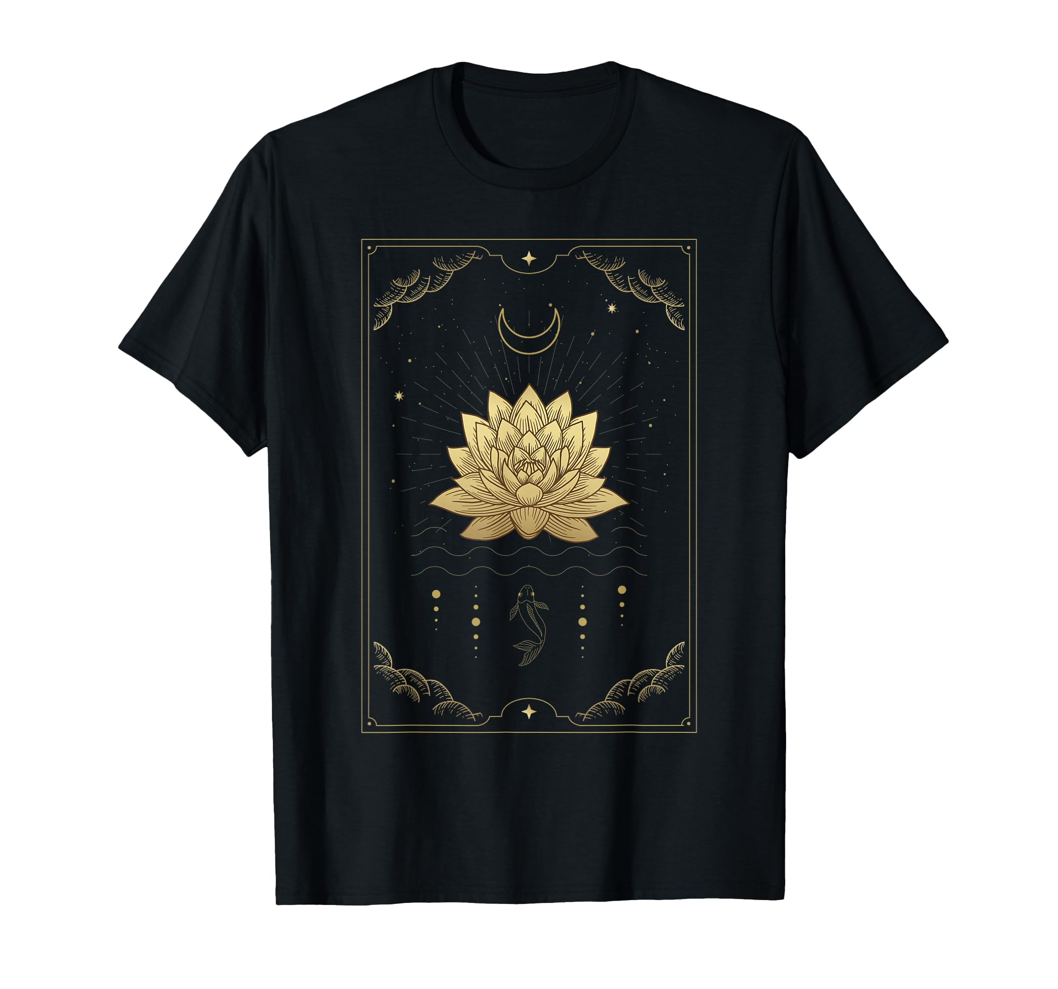 Lotus Flowers Blooming On Water The Moon And Fish Tarot Card TShirt