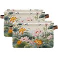 thumbnail image 1 of Lotus Flowers Garden Foldable Storage Basket for Shelves, Collapsible Sturdy Storage Bin with Handles, Canvas Storage Cube for Organizing Closet 2PC Home Decor, 1 of 7