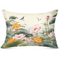 thumbnail image 1 of Lotus Flowers Plush Pillowcase, Luxury Soft King Pillow Case for Hair and Skin, Standard Size Pillow Covers with Zipper Closure, 20x30in Home Decor Gifts, 1 of 7
