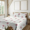 thumbnail image 1 of Ambesonne Lotus Flowers Fitted & Flat Sheet with Shams 4 Pcs Set, Art of Modern Floral, King, Ivory Pale Pink, 1 of 5