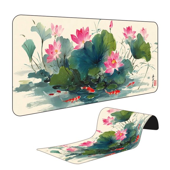 Lotus Flowers and Birds Large Mouse Pad 400x900mm for Home Office