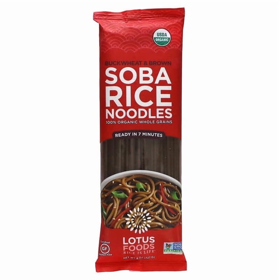 Lotus Foods, Buckwheat & Brown Soba Rice Noodles, 8 oz Pack of 4