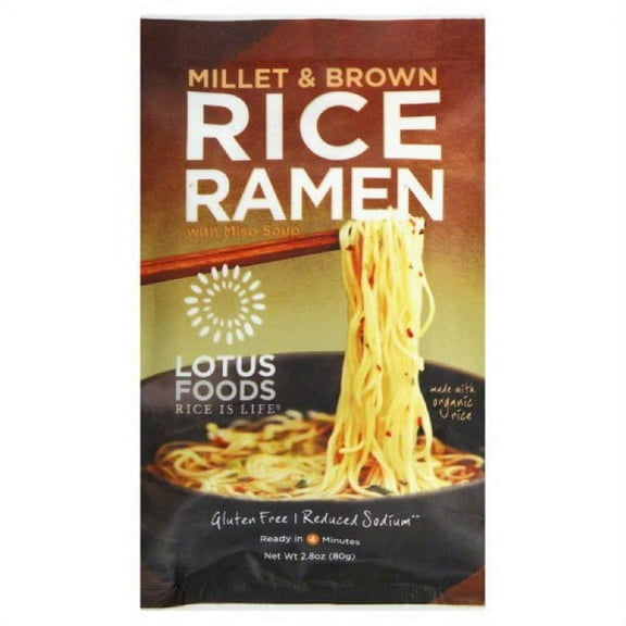 Lotus Foods Gluten-Free Millet & Brown Rice Ramen with Miso Soup, Organic 2.8 oz (Pack of 10)