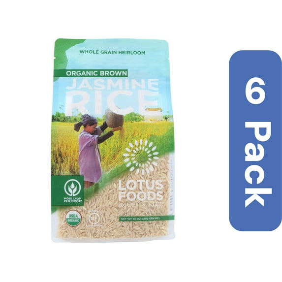 Lotus Foods Organic Brown Jasmine Rice 30 oz (Pack Of 6)
