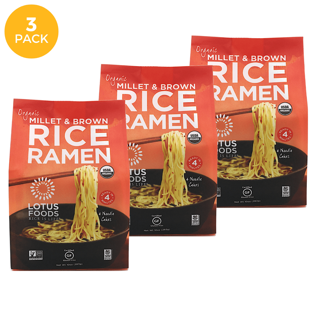 Lotus Foods Organic Millet & Brown Rice Ramen 4 cakes 10 oz. (PACK OF 3)