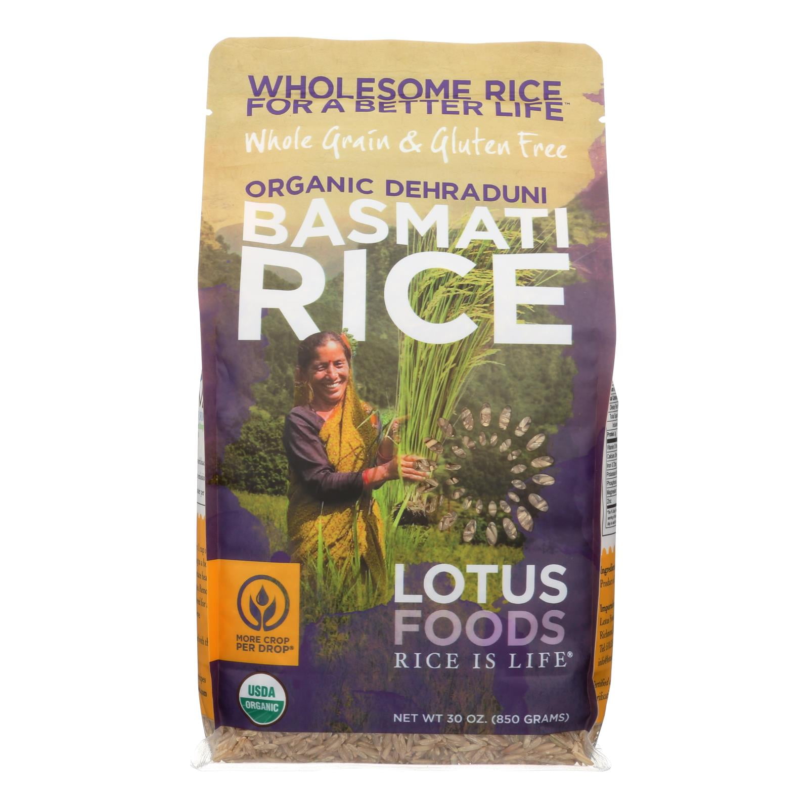 Lotus Foods Organic Rice, Brown Basmati, 30 Oz, Pack of 6