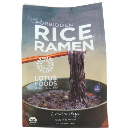 Lotus Foods Organic Rice Ramen Noodles Forbidden 4Pk, 10 Oz | Pack of 6
