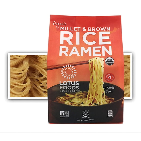 Lotus Foods Organic Rice Ramen Noodles Millet & Brown 10 oz (Pack of 2)