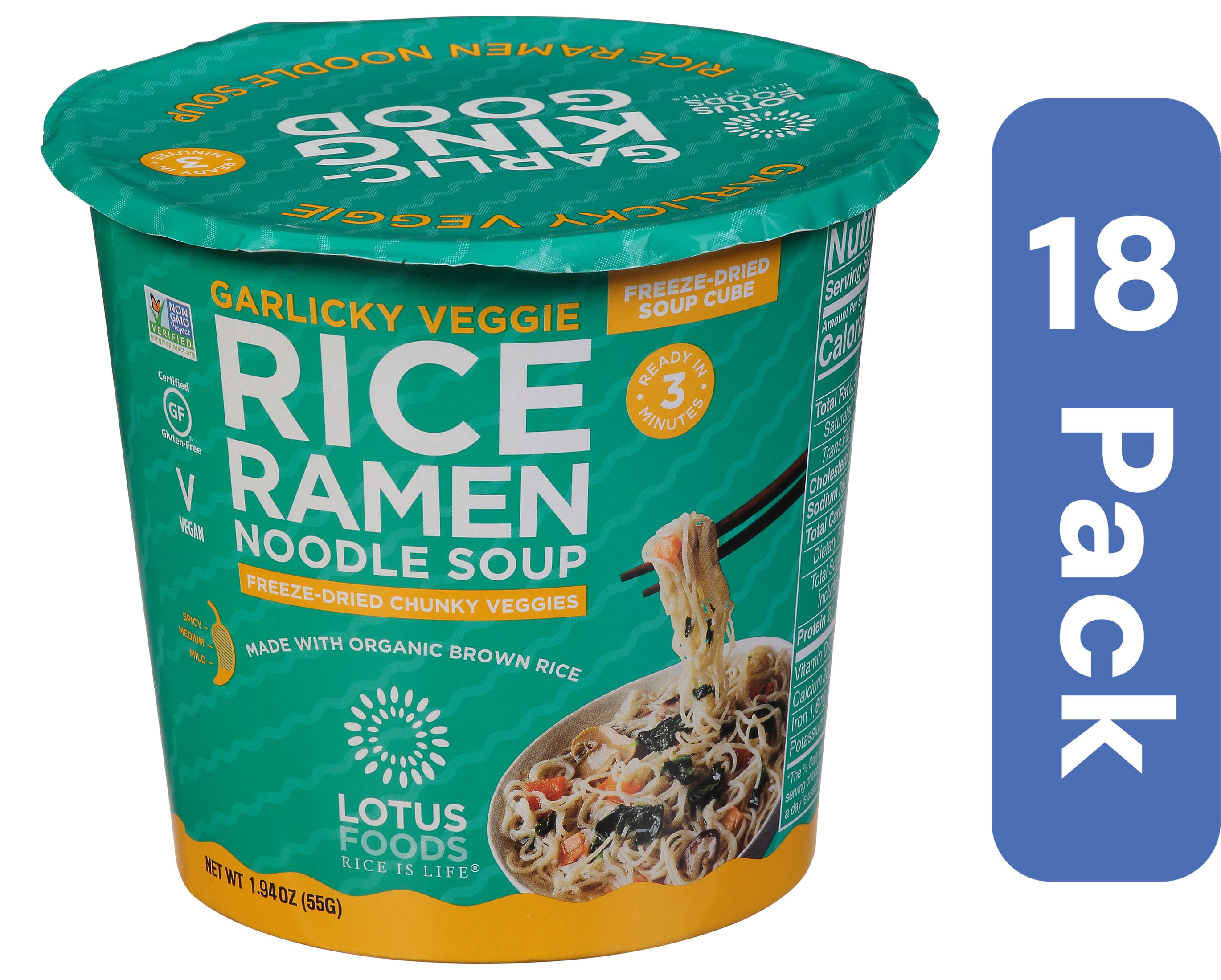 Lotus Foods Organic Rice Ramen Soup Cup 1.94 oz (Pack of 18)