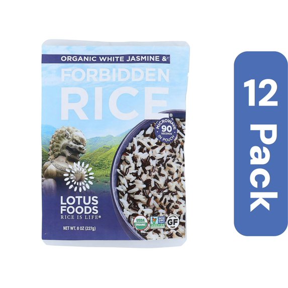 Lotus Foods Organic White Jasmine Rice Forbidden 8 oz (Pack Of 12)