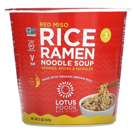 Lotus Foods Red Miso Rice Ramen Noodle Soup, 2 Oz, Pack Of 6